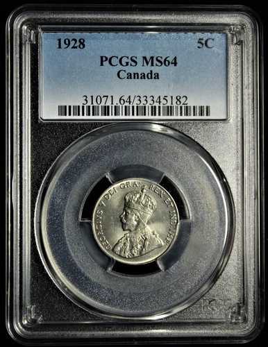 1928年 5C カナダ ニッケル - PCGS MS64