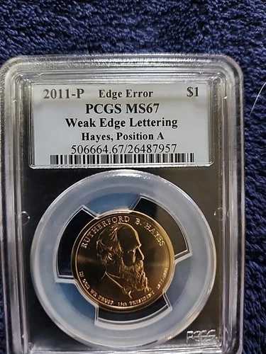 2011-P $1 ヘイズ ウィークエッジ レタリングエラー PCGS MS67 POS A