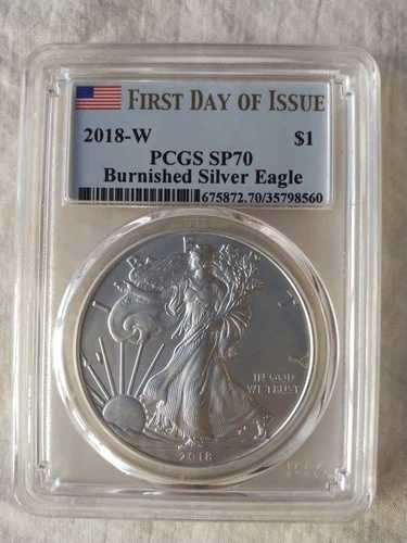 2018-W 1ドル バーニッシュ仕上げ 初日発行 アメリカンシルバーイーグル PCGS SP70