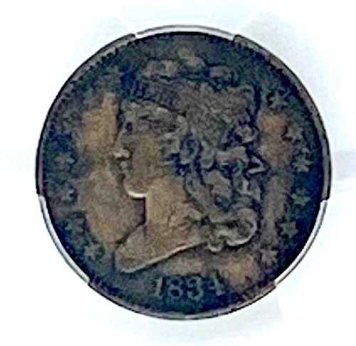1834年 1/2セント PCGS XF40