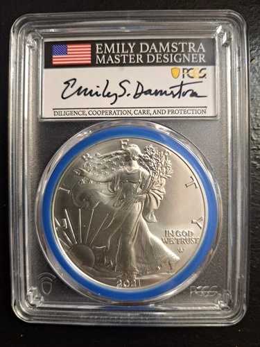 2021 シルバーイーグル タイプ2 PCGS MS70 ファーストストライク エミリー・ダムストラ 直筆サイン入り MDS