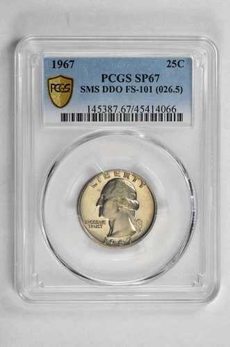 1967年 25セント SMS ワシントン クォーター DDO FS-101 PCGS SP 67 - ライトカメオ