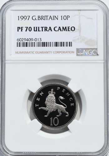 1997年 10ペンス NGC プルーフ PF70 英国最高級品 最高級品 ポップ