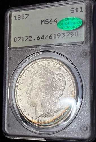????1887年 モルガン・ダラー $1 PCGS MS64 - OGH 1ST GEN リムトーン加工済み、CAC付き!!! 見て??K!????