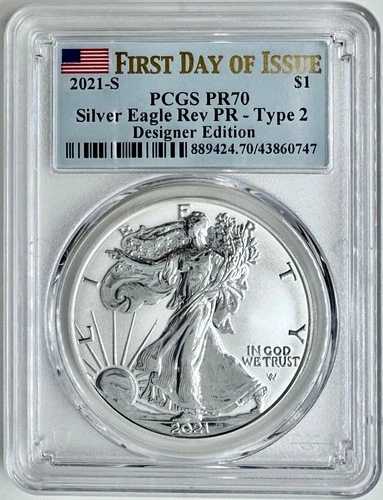 2021-S リバースプルーフ $1 タイプ2 アメリカンシルバーイーグル PCGS PR70 FDOI フラッグラベル