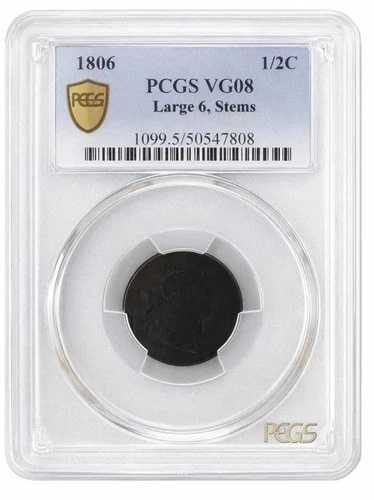 1806年製 大型6ステム ドレープバスト ハーフセント PCGS VG08