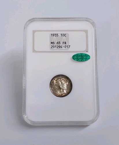 1935-P NGC MS65 FB CAC マーキュリーダイム フルバンド オールドファッティホルダー GEM