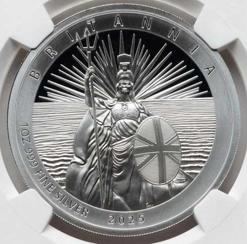 2025年 英国 NGC PF70 UCAM 1オンス、S2ポンド シルバー プルーフ ブリタニア ファーストリリース
