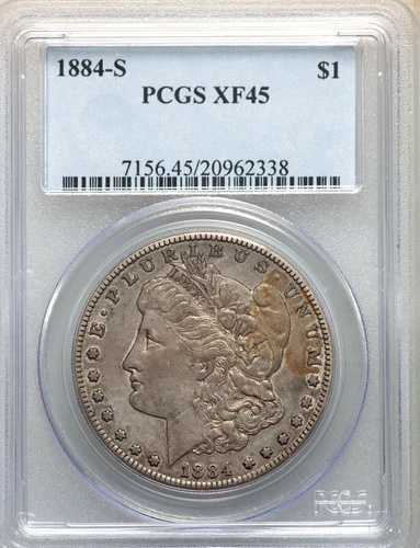 1884-S モーガン シルバー ドル ~ PCGS 認定 XF45 ~ 非常に良好な状態、問題なし *