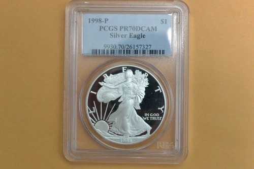 1998-P プルーフ アメリカン シルバー イーグル PCGS PR70 DCAM