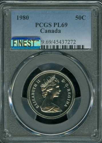 1980年 カナダ 50セント PCGS PL69 PQ MAC FINEST GRADED MAC SPOTLESS *