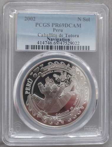 ペルー シルバー 1 ソルプルーフコイン 2002年 KM#334 セラミック PCGS PR69 トップポップ n3
