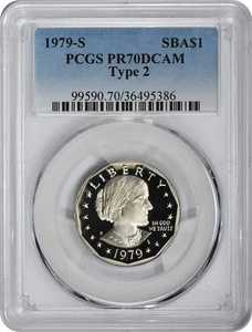 1979-S タイプ2 スーザン・B・アンソニー・ダラー SBA PR70DCAM PCGS プルーフ 70 DC クリア 'S'
