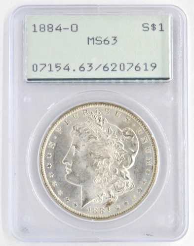 米国 1884-O モルガン 1ドル 90% 銀貨 ニューオーリンズ造幣局 PCGS オールドホルダー MS63 コイン