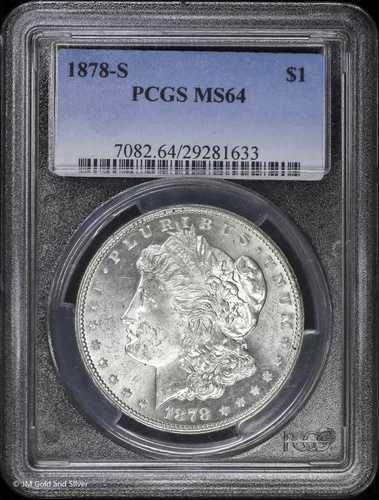1878-S 1ドル モルガン銀貨 PCGS MS 64 | 未流通 UNC BU