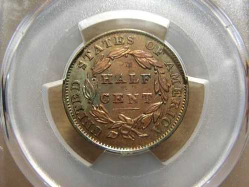 1834年製クラシックヘッドハーフセント、PCGS AU。詳細。クリーニング済み。