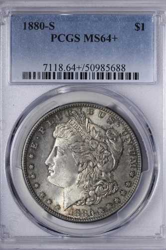 BU 1880-S モルガン銀貨 PCGS MS64+ トーン GTCUR