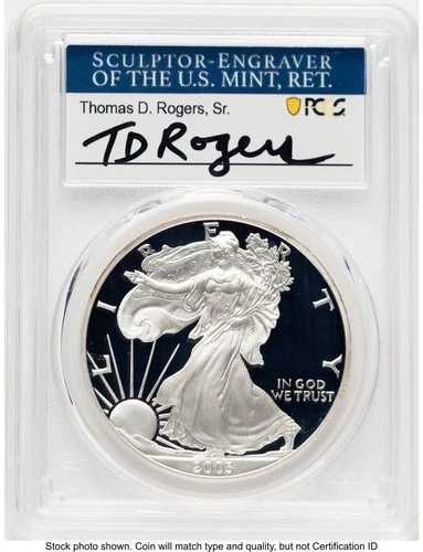 2003-W プルーフ シルバー イーグル 1オンス TD ロジャース PCGS PR70 (781017130)