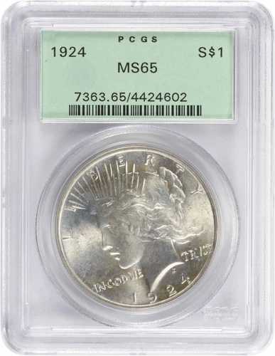 1924年ピースシルバードル MS65 PCGS