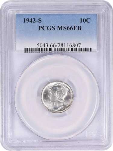 1942-S マーキュリーシルバーダイム MS66FB PCGS