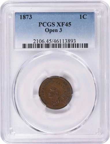 1873年インディアンセントオープン3 EF45 PCGS
