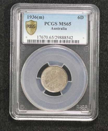 1936年 オーストラリア 6ペンス PCGS MS-65 4PJZ