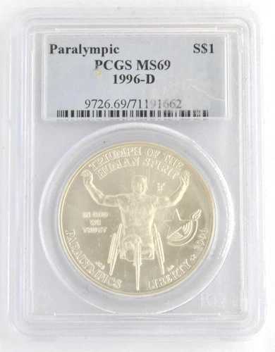 アメリカ造幣局 1996-D オリンピック・パラリンピック記念 1ドル銀貨 PCGSグレード MS69