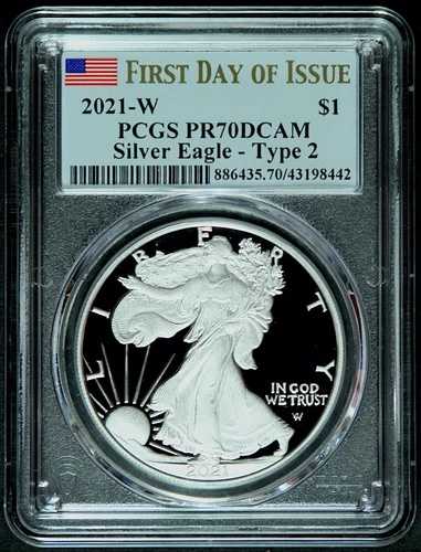 2021 W タイプ2 アメリカンシルバーイーグル PCGS PR70 DCAM FDOI ランディングイーグル 71,390円