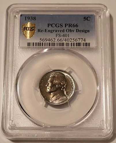 1938年 ジェファーソン・ニッケル 再彫刻 表面デザイン FS-401 プルーフ PR66 PCGS GSH