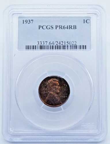 1937年 リンカーン・ウィート 1セント PCGS PR64RB トーン加工 - U040