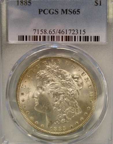 1885年 モーガン シルバードル 魅力的な美しい宝石のような光沢と鮮明なディテール PCGS MS 65