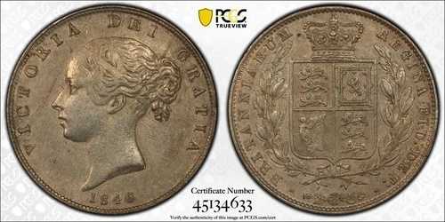 1846年 グレートブリテン ハーフクラウン - カタログ番号 S3888 - PCGS EF 詳細｜WORLD RESOURCE【QUEEN店】
