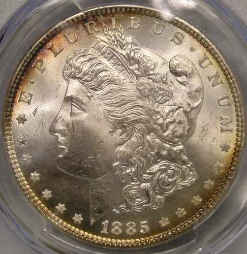 1885年 モーガン シルバードル 魅力的な美しい宝石のような光沢と鮮明なディテール PCGS MS 65