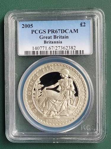 2005年 イギリス ブリタニア 958 1オンス シルバー プルーフコイン PCGS PR67 DCAM