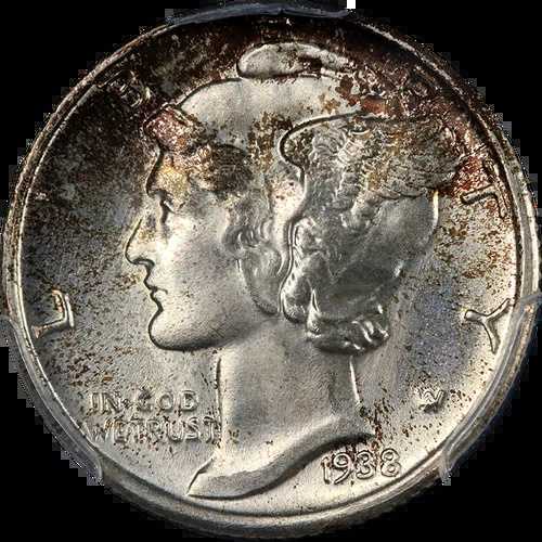 1938-S マーキュリーダイム PCGS MS66 FB 美しい外観 強い打痕