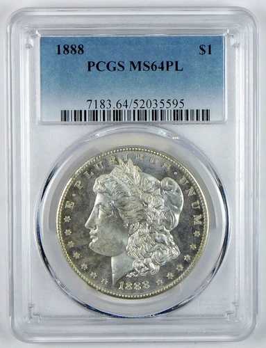1888年モルガン銀貨 - PCGS MS 64 PL