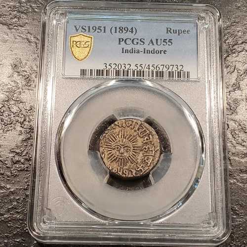 VS1951 (1894) ルピー インド-インドール PCGS AU55 JBC# 732