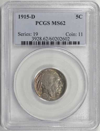 1915-D バッファローニッケル 5セント PCGS MS62 [BN602]