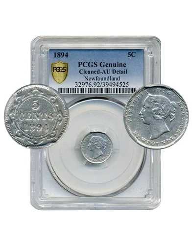 1894年ニューファンドランド5セント - ほぼ未使用、PCGS AU詳細 104,665円