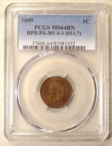 1899年 インディアンセント PCGS MS64BN、S-1 RPD