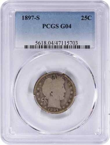 1897-S バーバー シルバー クォーター 中央刻印 ミントマーク G04 PCGS