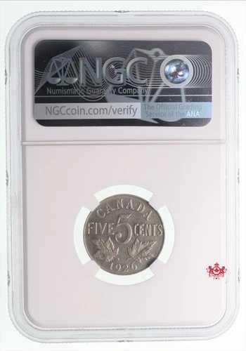 1926年カナダ5セント6セント近く - NGC AU55 - 6347375-001-