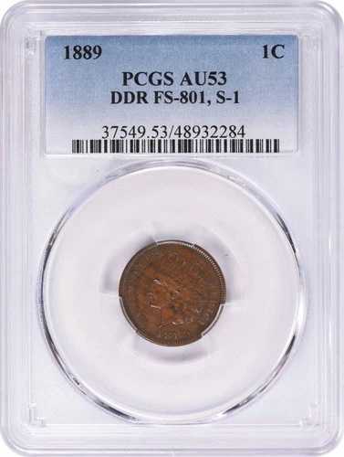 1889年 インドセント DDR FS-801 S-1 AU53 PCGS