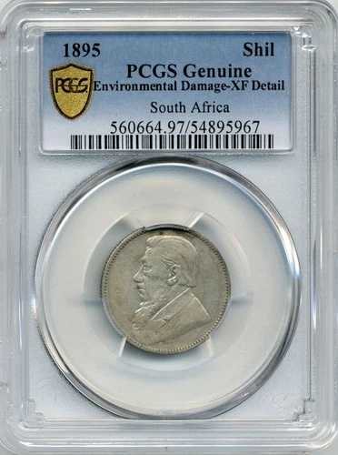 1895年南アフリカシリング - PCGS EF詳細、希少発行