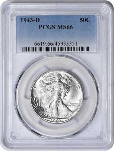 1943-D ウォーキング・リバティ・シルバー・ハーフドル MS66 PCGS
