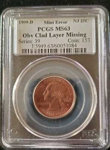 1999年 D ニュージャージー クォーター 表面 クラッド層欠落 PCGS MS63 60051084. t8195 81,070円