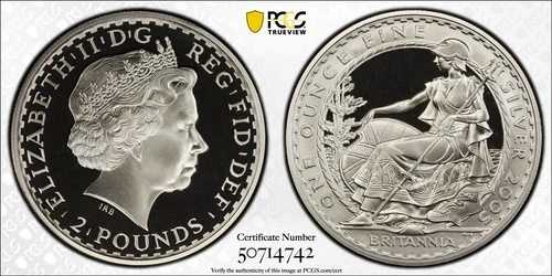 イギリス 2005 1オンス プルーフシルバー ブリタニア PCGS Pf69 Dcam