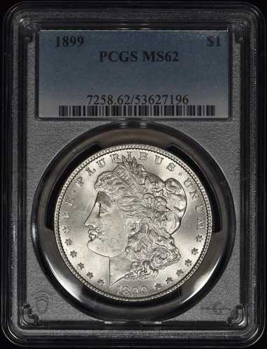 1899 年 モーガン シルバー ダラー $1 PCGS MS62 - 光沢あり! 81,070円