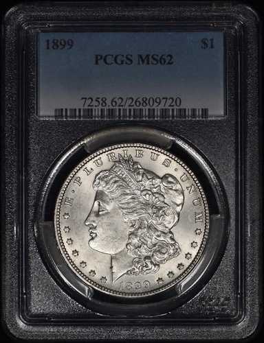 1899 年 モーガン シルバー ダラー $1 PCGS MS62 - ホワイト コイン! 81,070円