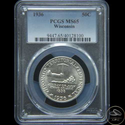 1936年ウィスコンシン銀貨ハーフドル PCGS MS65